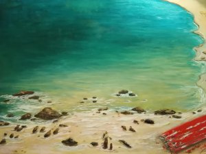 Athina Kotsoni: Beach with Red Wood